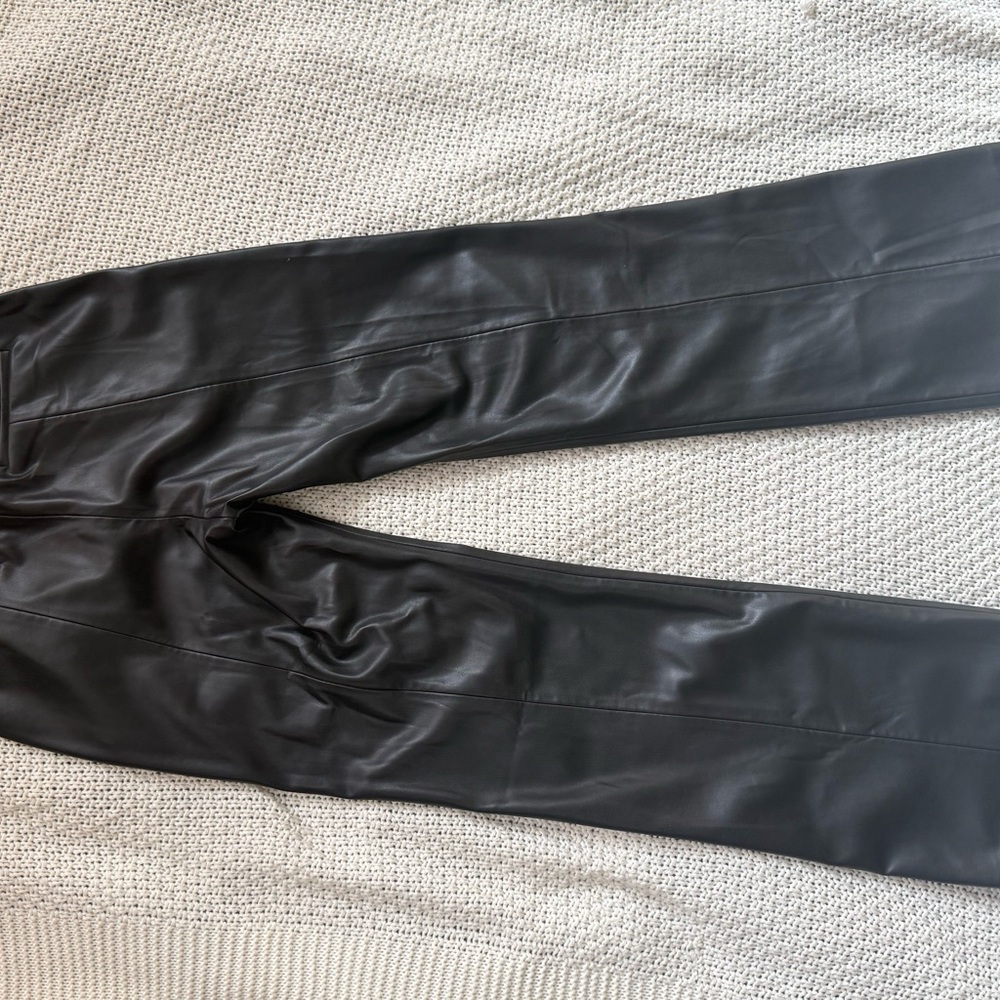 Because of Alice Women's Black Faux Leather trouser Pants - Picture 5 of 11